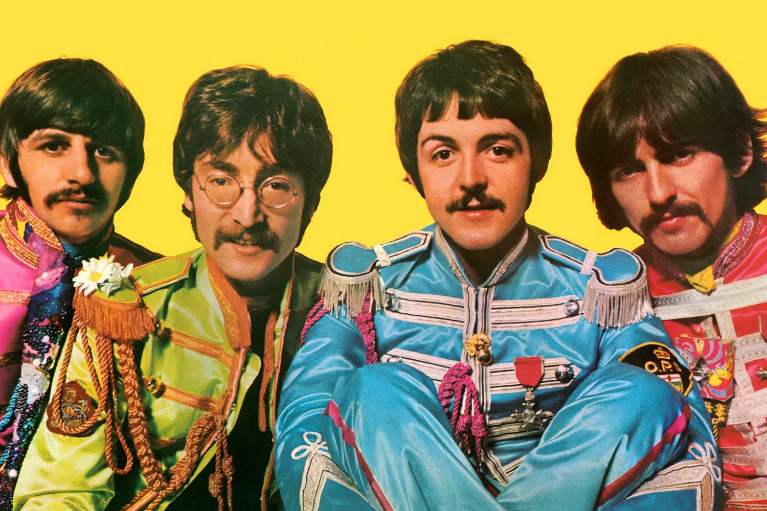 The Beatles during their "Sgt. Pepper" era, proudly displaying their 'moustachioed' looks