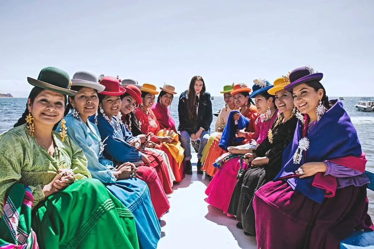 Bolivian women in traditional attire