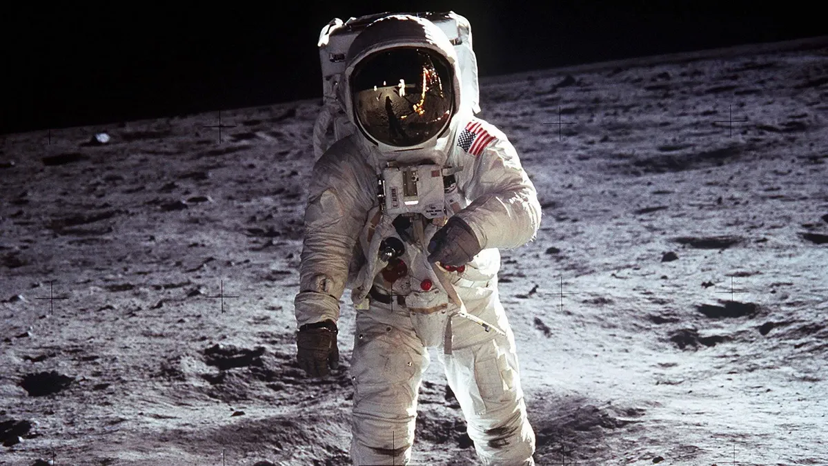 An astronaut on the moon