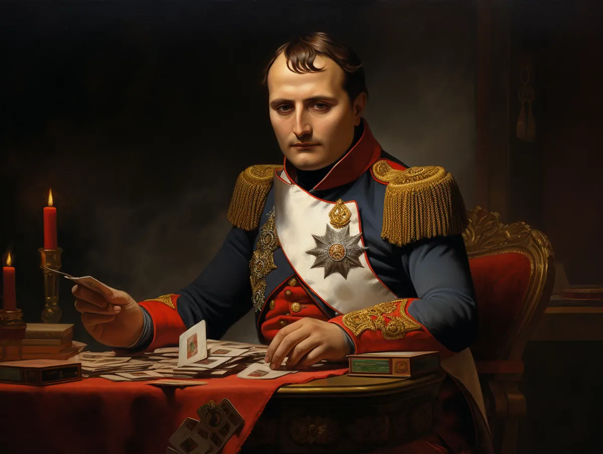 Napoleon Bonaparte is playing Solitaire