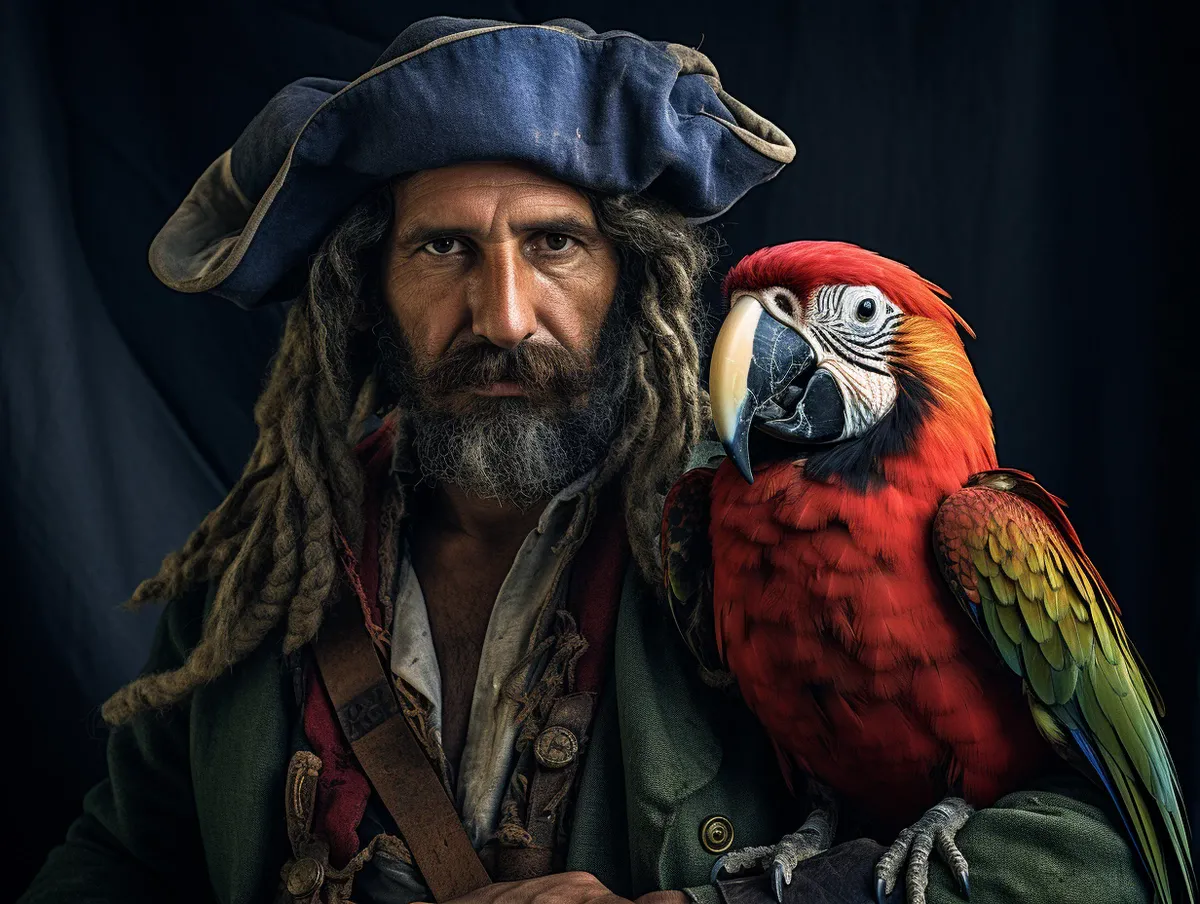 A pirate with a parrot