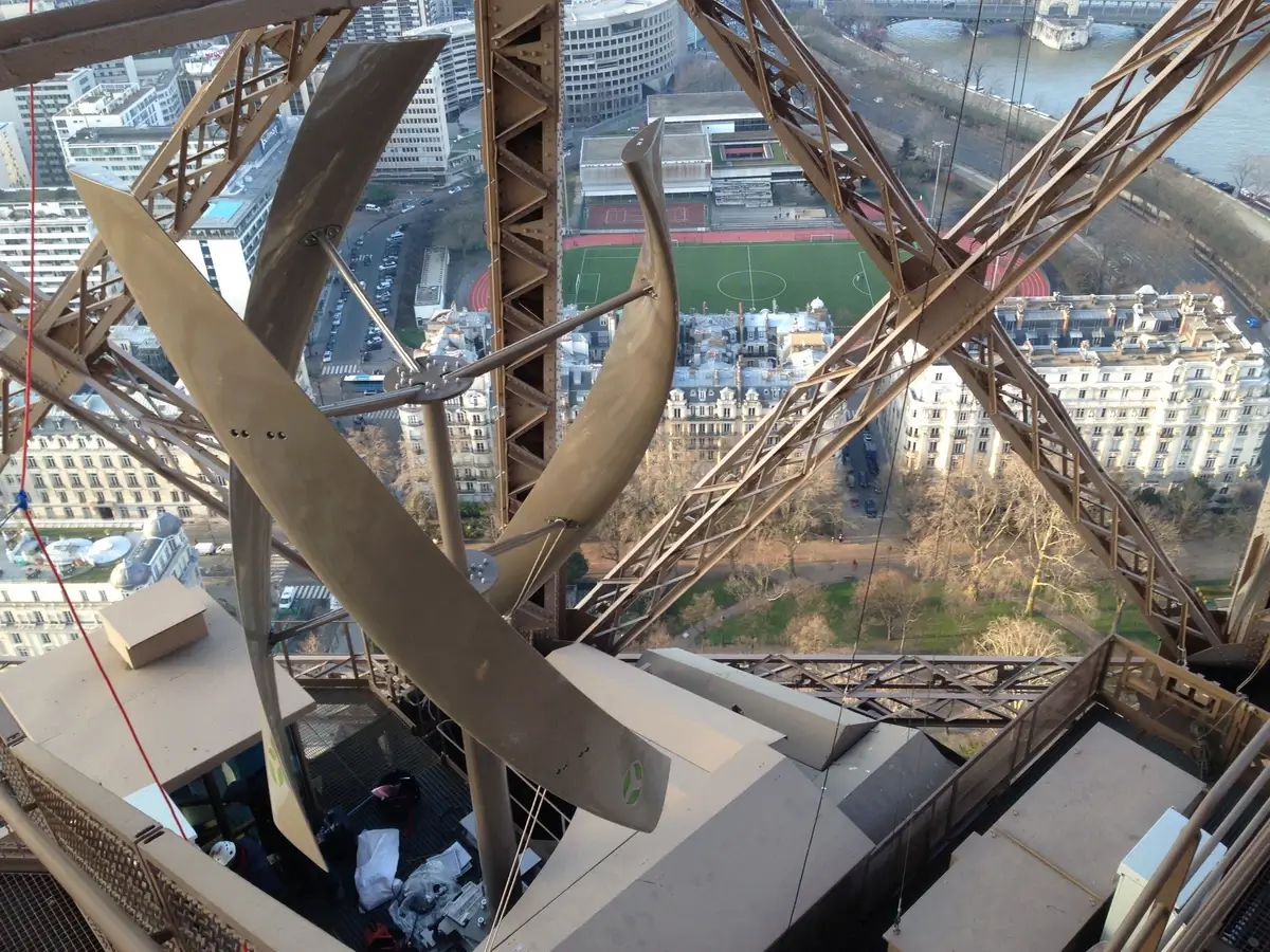 Wind turbines on the Eiffel Tower