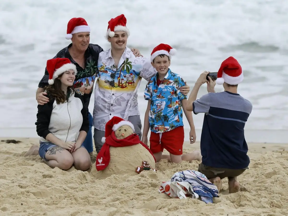 A family celebrates Christmas in Australia