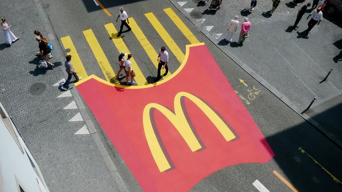 McDonald's ads on the pavement