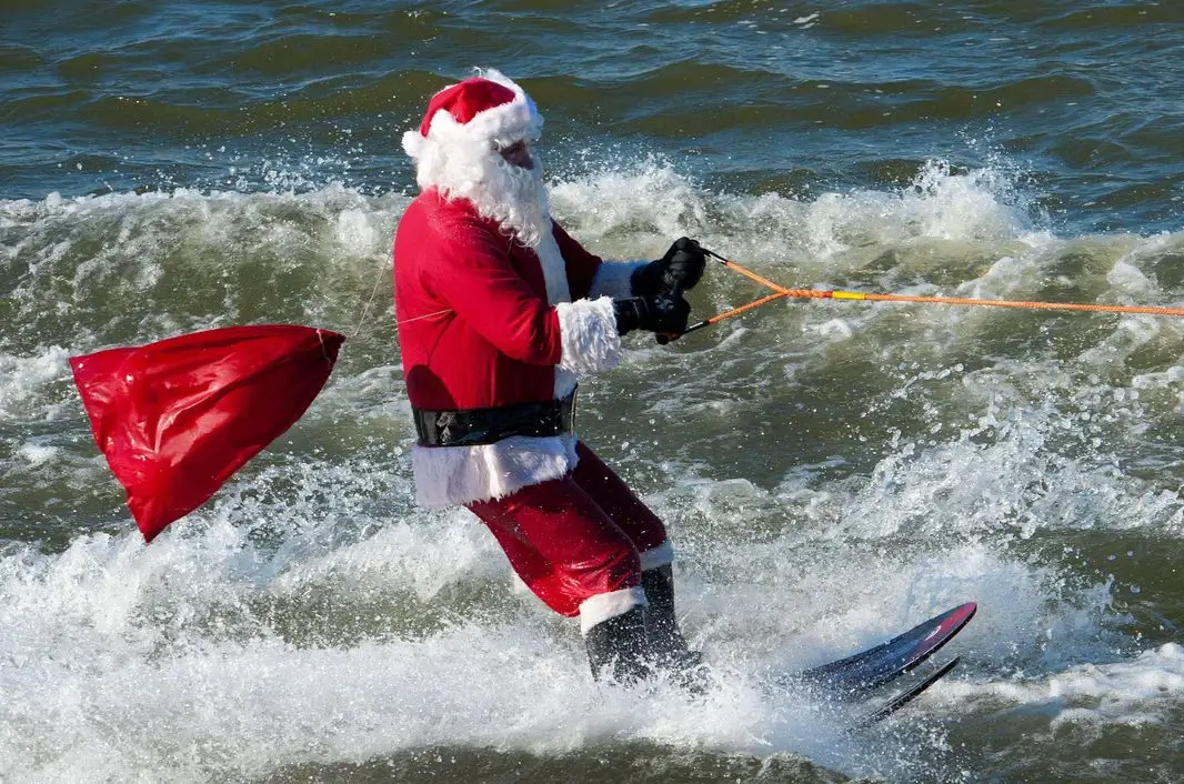 Santa on water skis