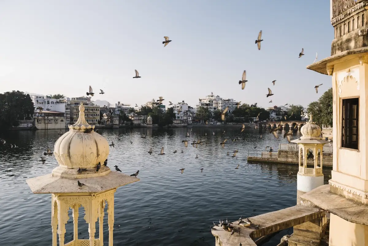 Udaipur city, view from hotel balcony, Rajasthan, India