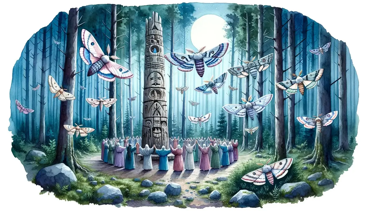 Artistic representation of moths in ancient folklore and legends