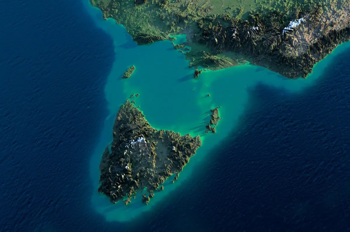 Bass Strait between Tasmania and Australia