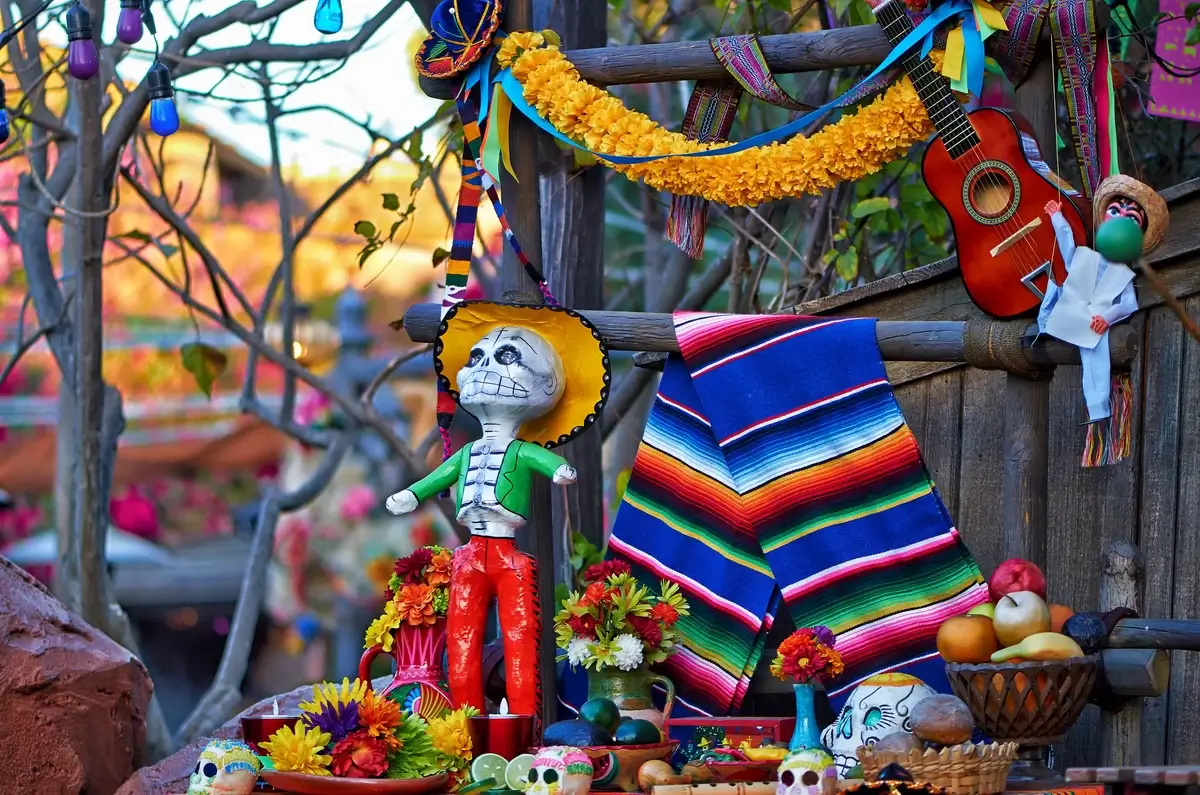 Child-focused ofrenda adorned with playful offerings