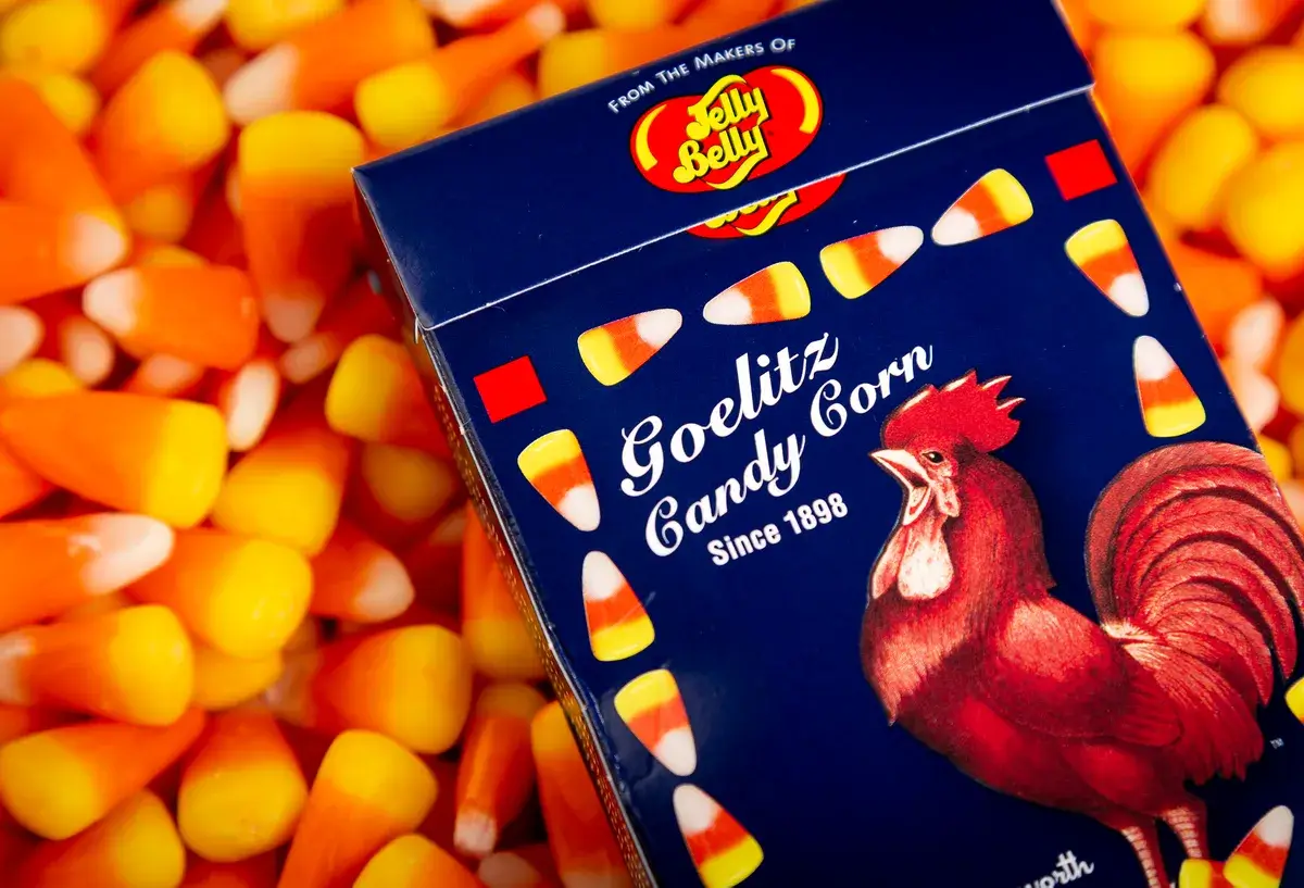 Early "Chicken Feed" candy corn packaging