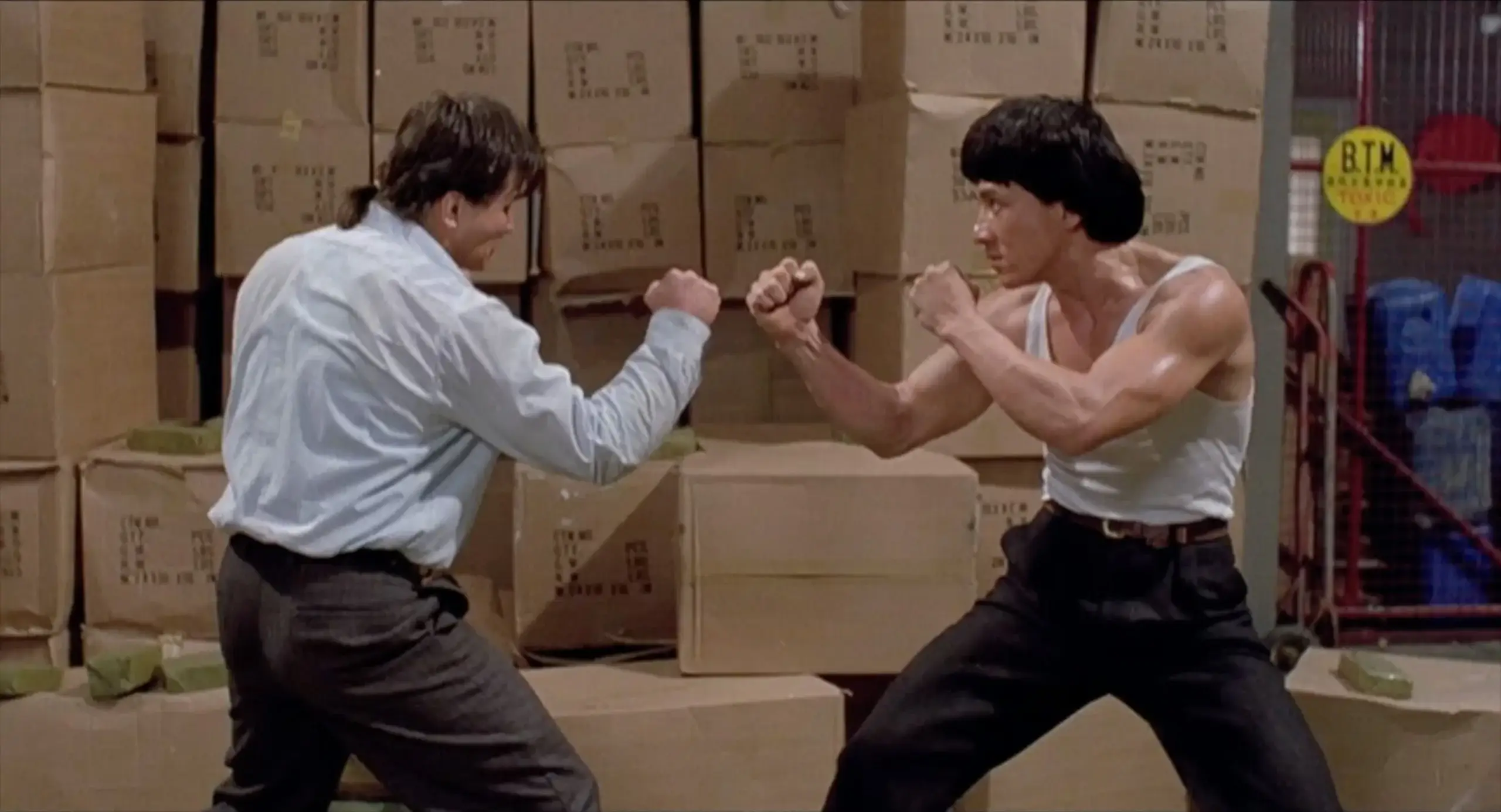 Jackie Chan fights in the movie