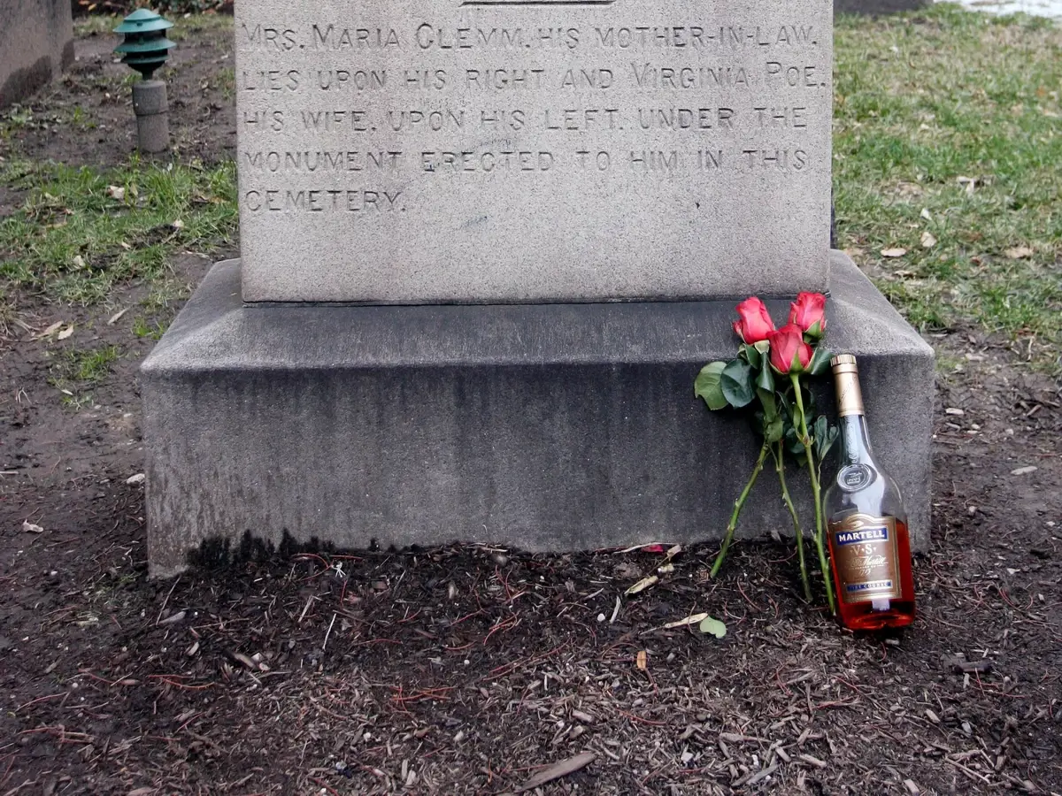 Poe Toaster left three roses and cognac on Edgar Allan's grave