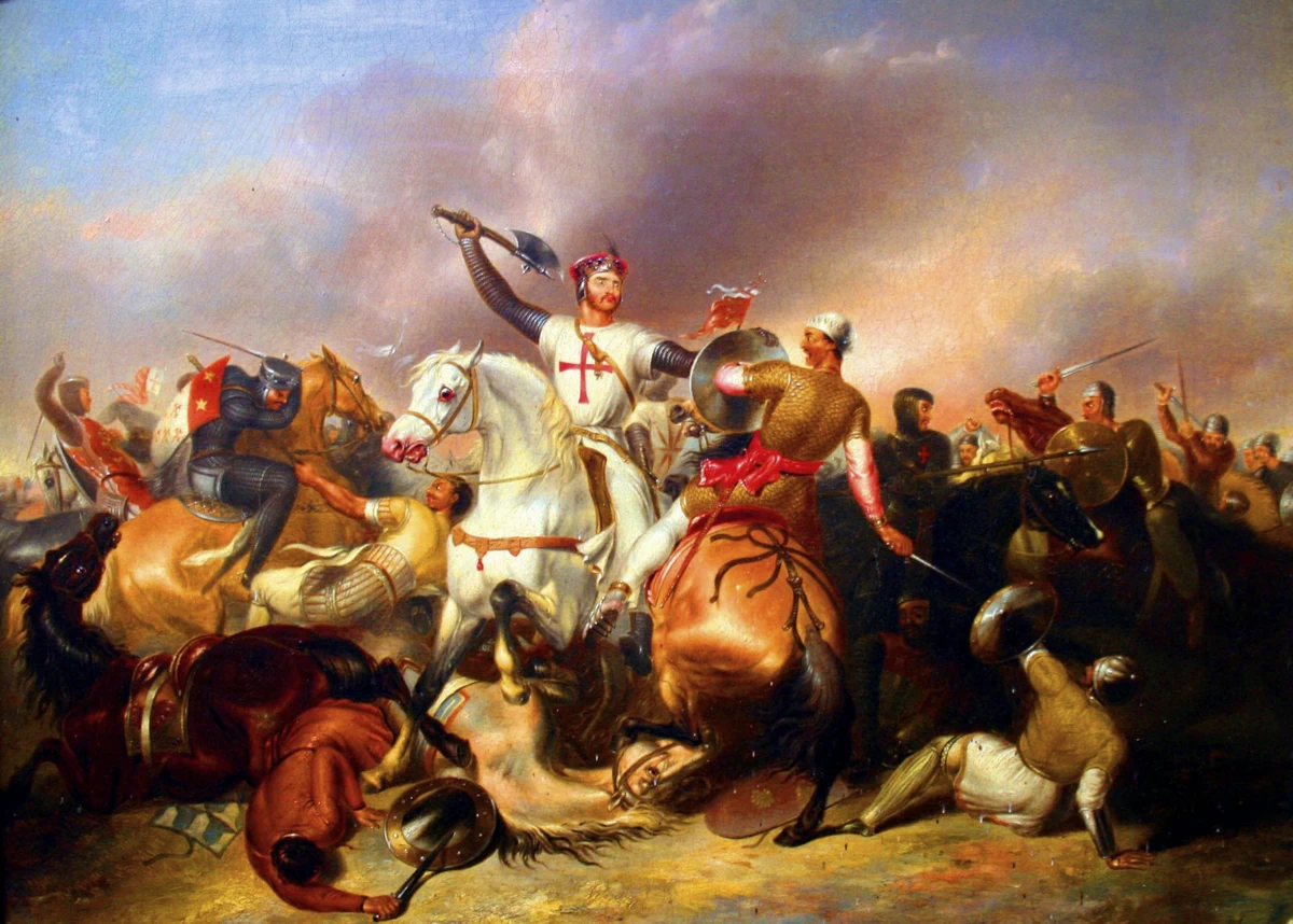 Richard The Lionheart At The Battle Of Ascalon In The Act Of Unhorsing Saladin
