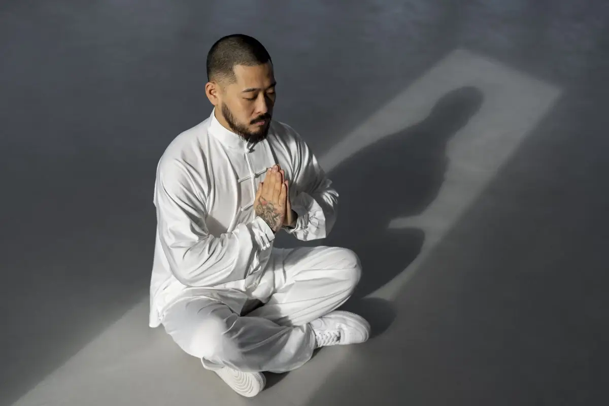 Martial artist in meditative posture