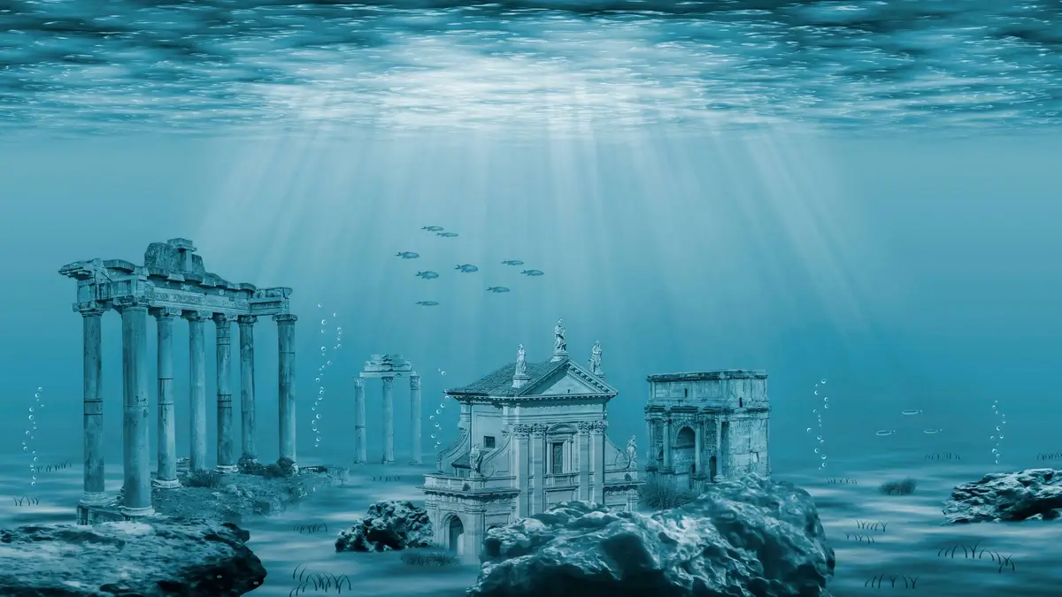 Artistic renderings of the mythical city of Atlantis