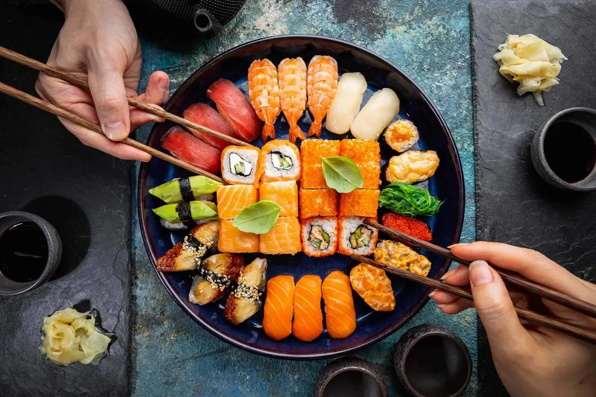 A collection of sushi varieties from around the world
