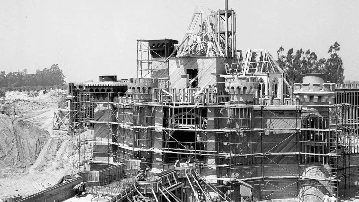 Historical photo of Disneyland's construction, 1954