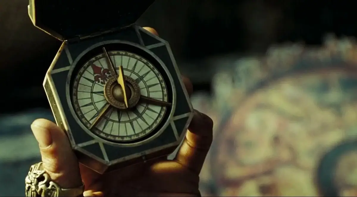 Close-up of Jack Sparrow's unique compass