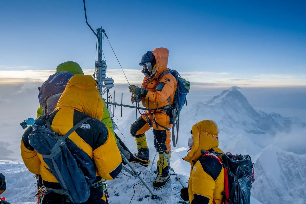 Scientists conducting climate research on Everest