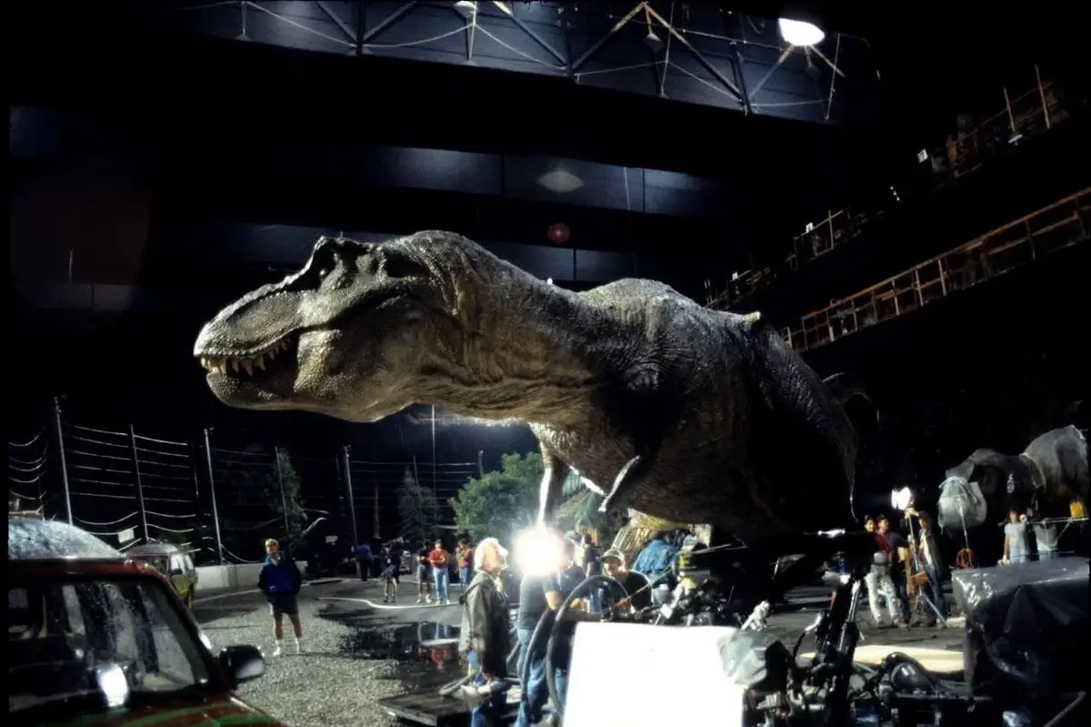 Tyrannosaurus rex animatronics in "Jurassic Park"