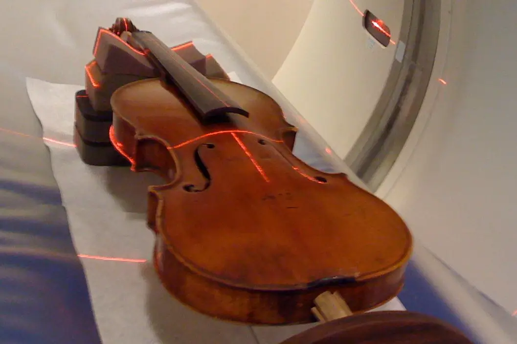A CT scan of a violin