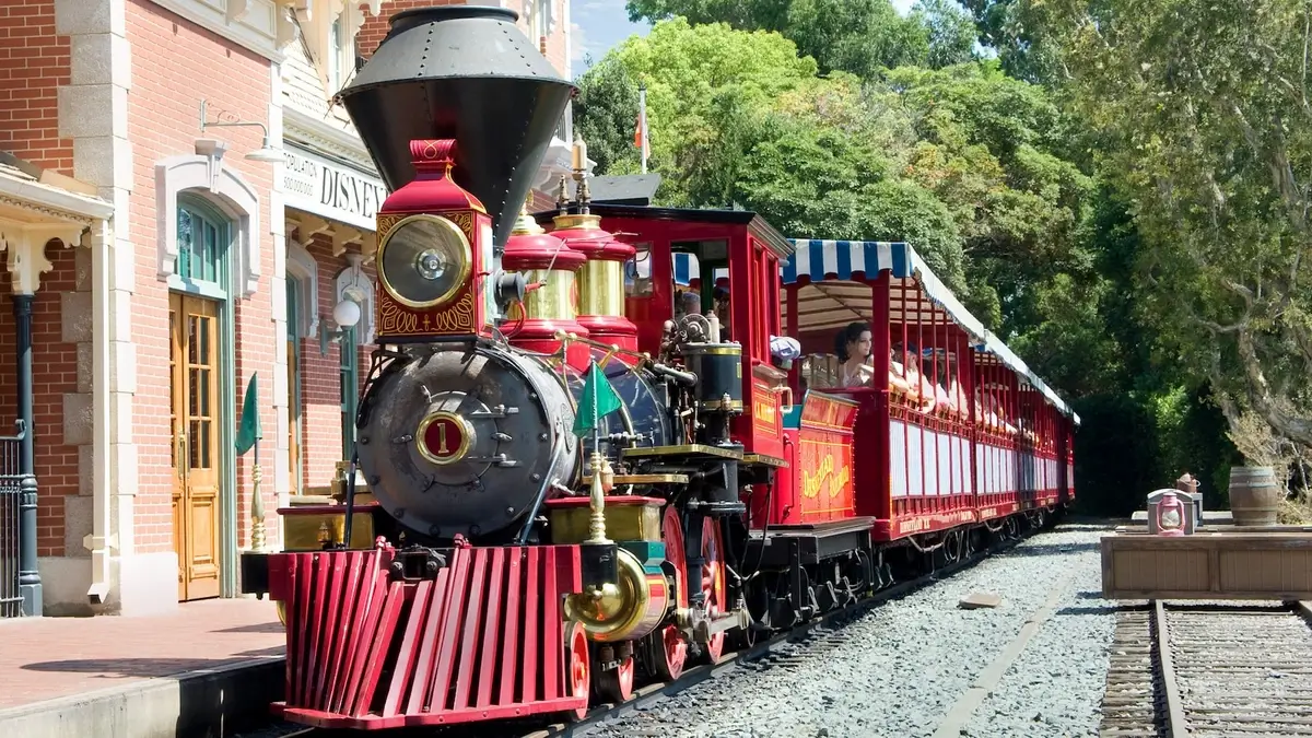 The majestic steam engine of the Disneyland Railroad