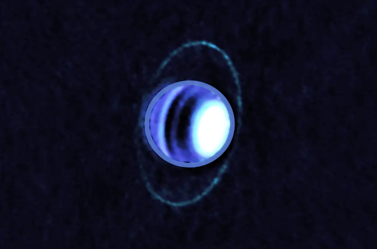 Image of Uranus’s atmosphere and rings in radio wavelengths