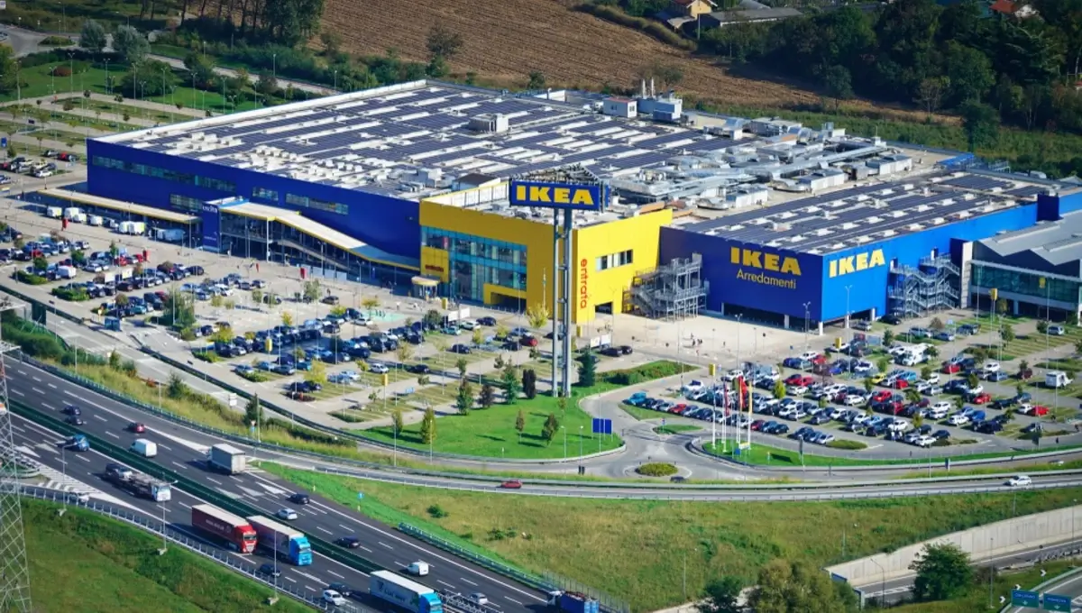 An aerial view of an IKEA store