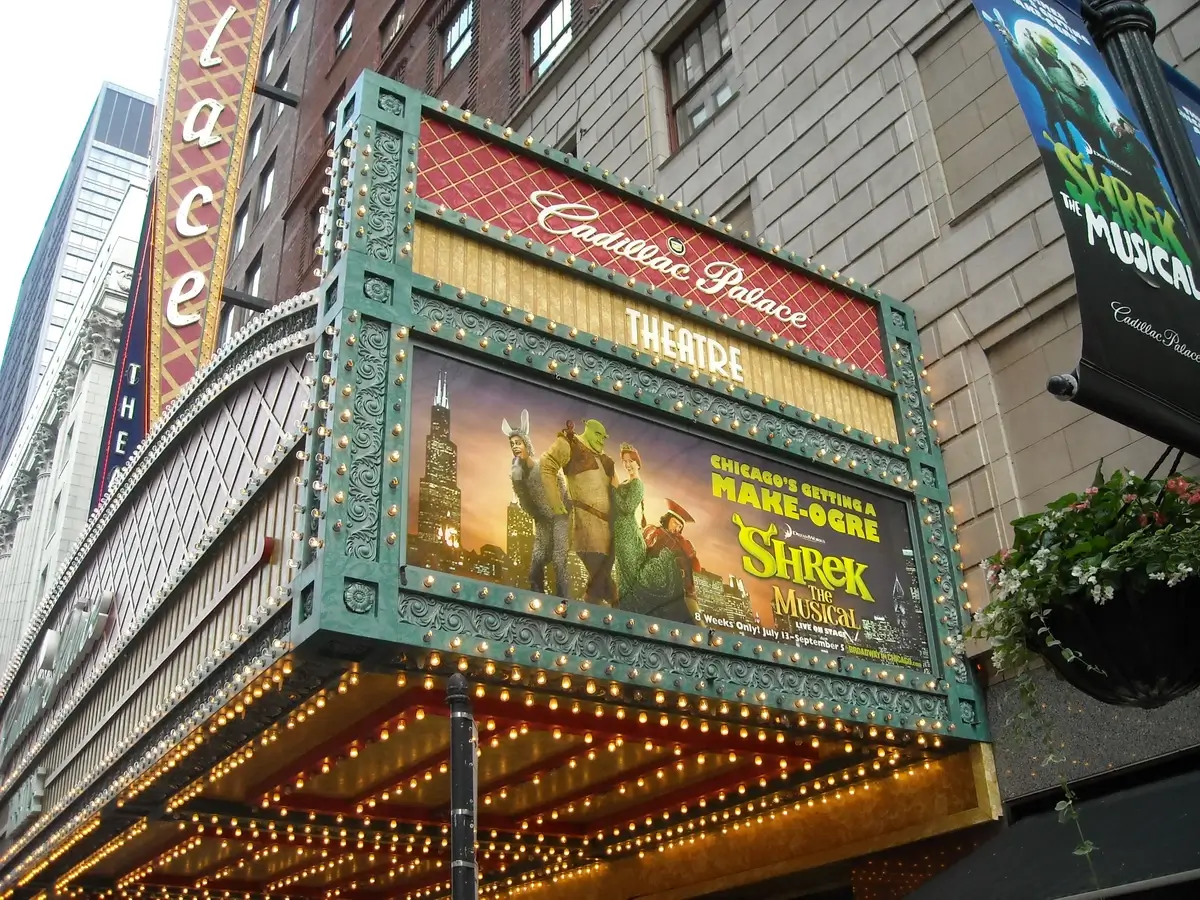 "Shrek The Musical" marquee on Broadway