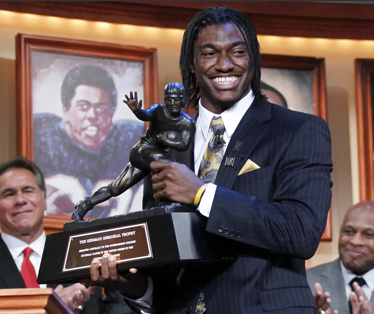 A photo capturing the moment RG3 was announced as the Heisman Trophy winner