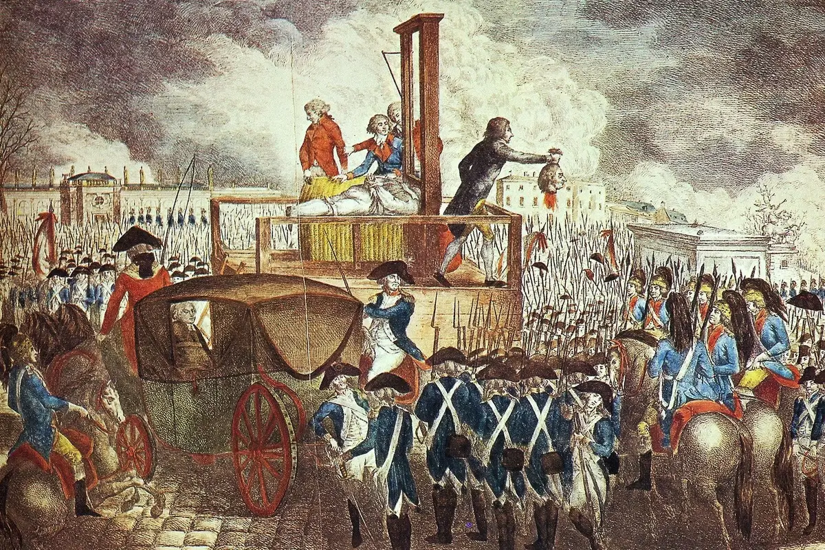 Guillotine execution during the French Revolution