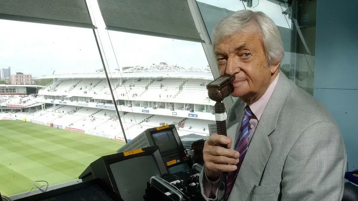 Richie Benaud in the commentary box