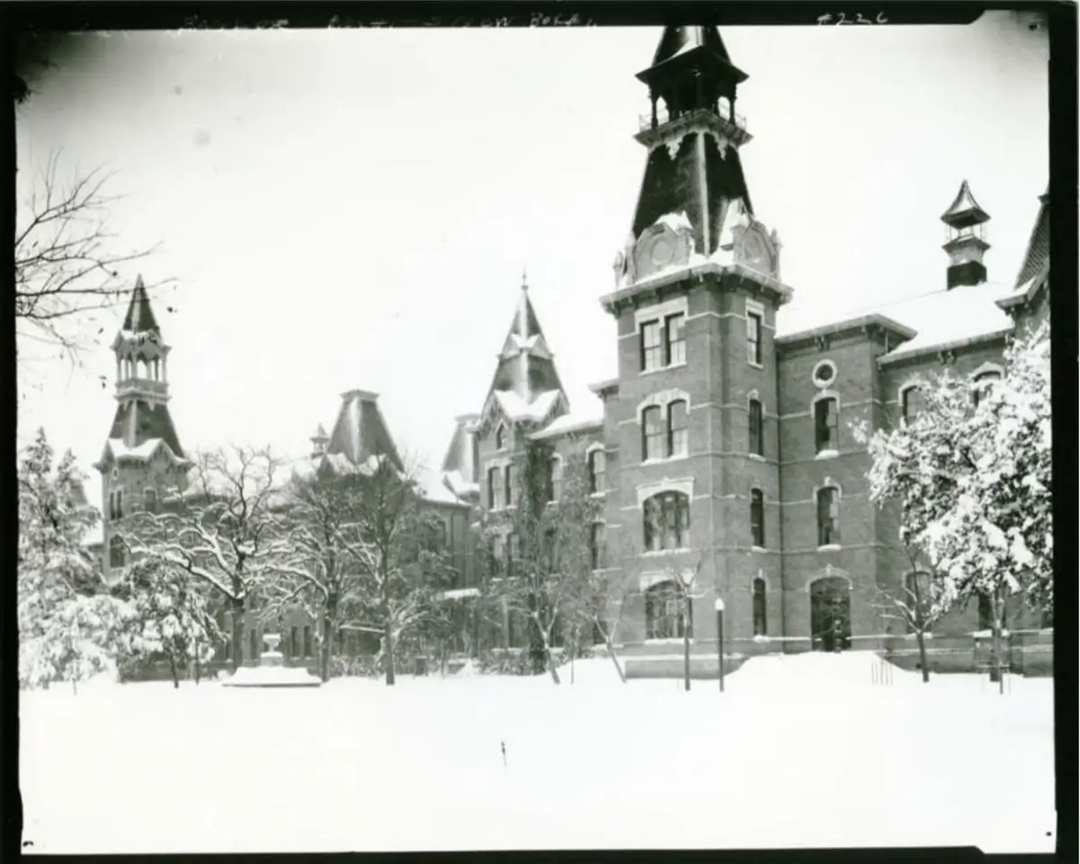 Snow on the Baylor campus, c. 1940s