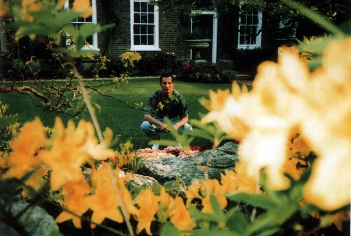Freddie Mercury in his garden