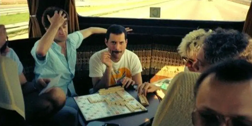 Freddie Mercury playing Scrabble