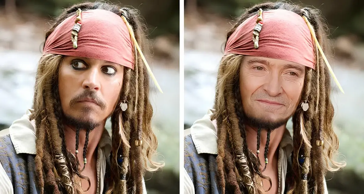Hugh Jackman as captain Jack Sparrow