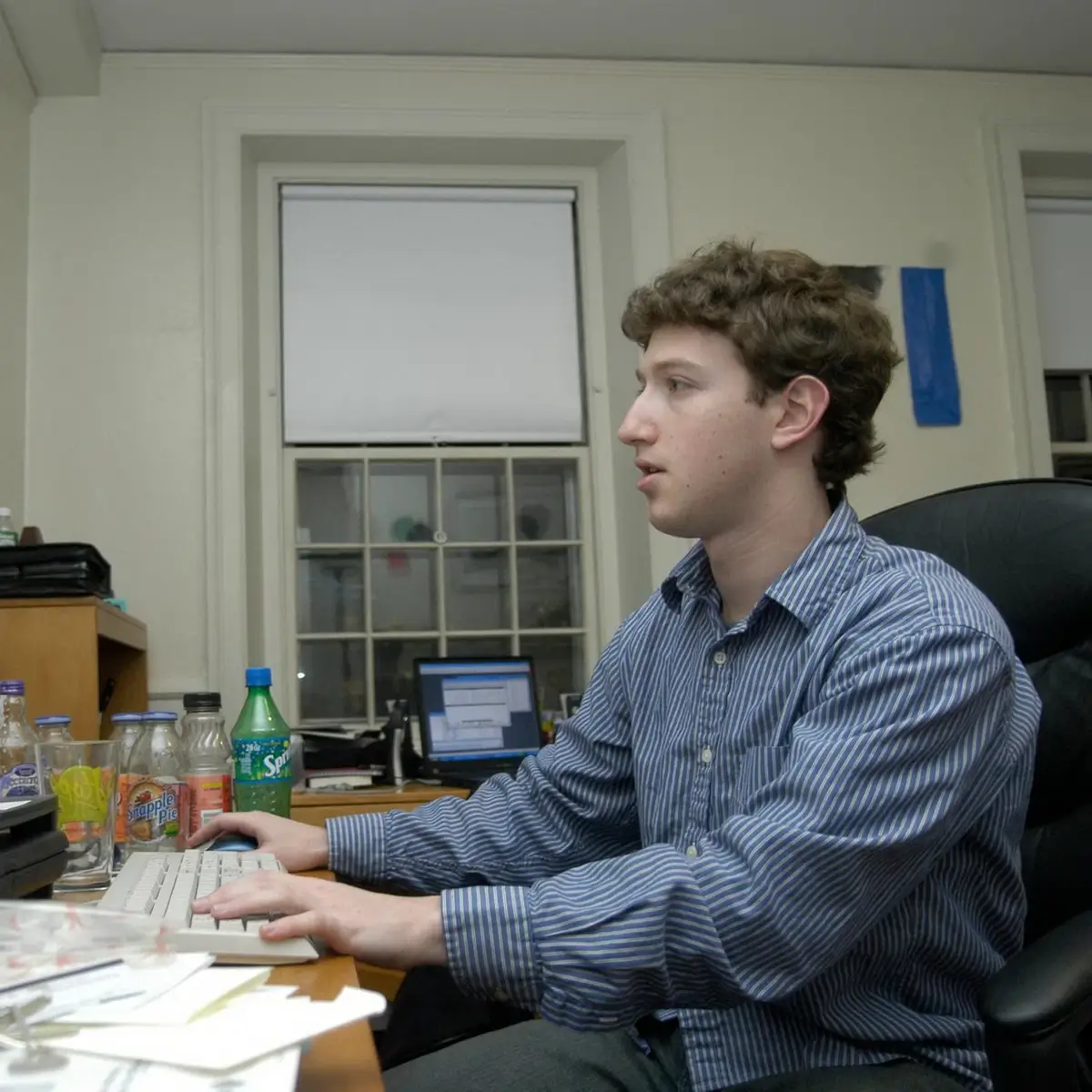 Mark Zuckerberg, in his Kirkland dorm room at Harvard