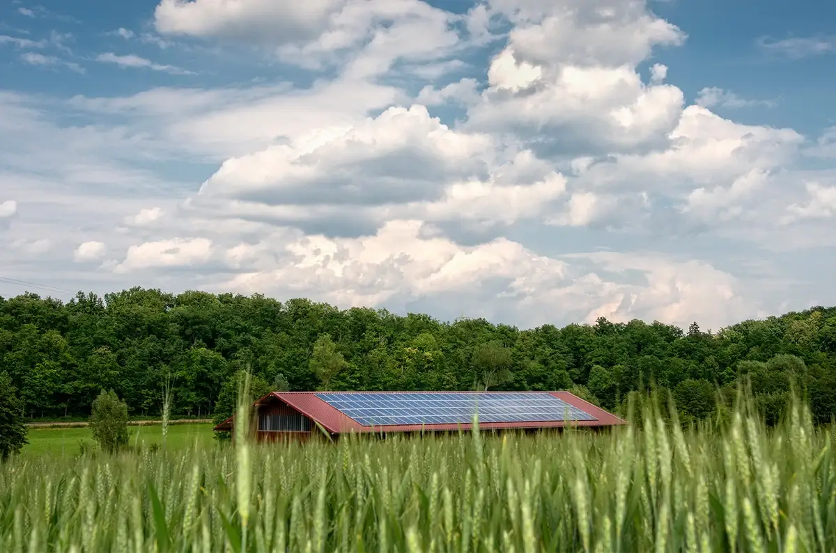 An Amish farm with solar panels