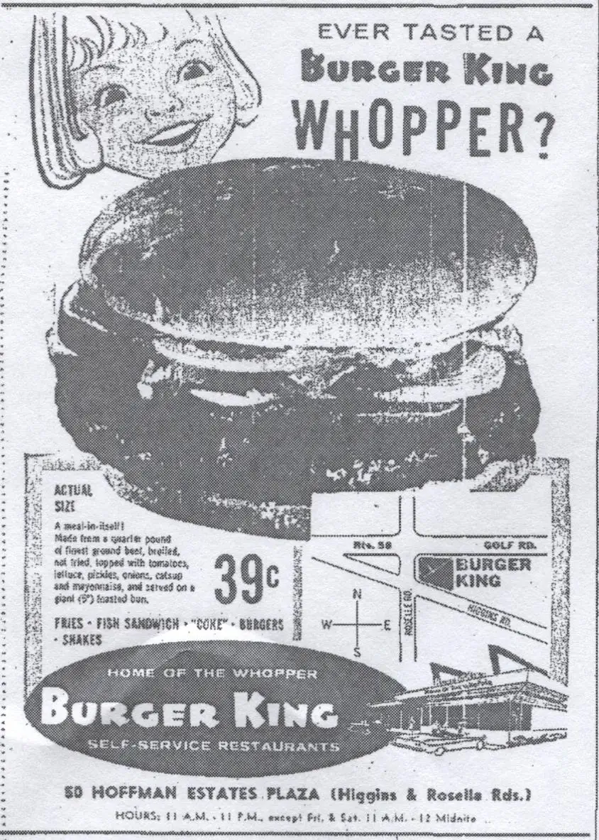 Burger King Whopper Ad - 1964