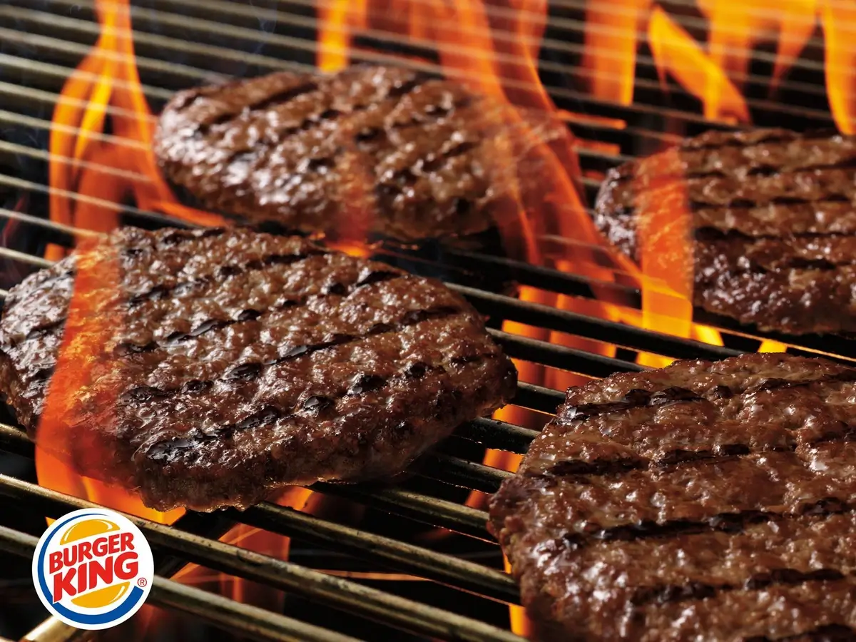 A close-up of a flame-grilled Burger King patty