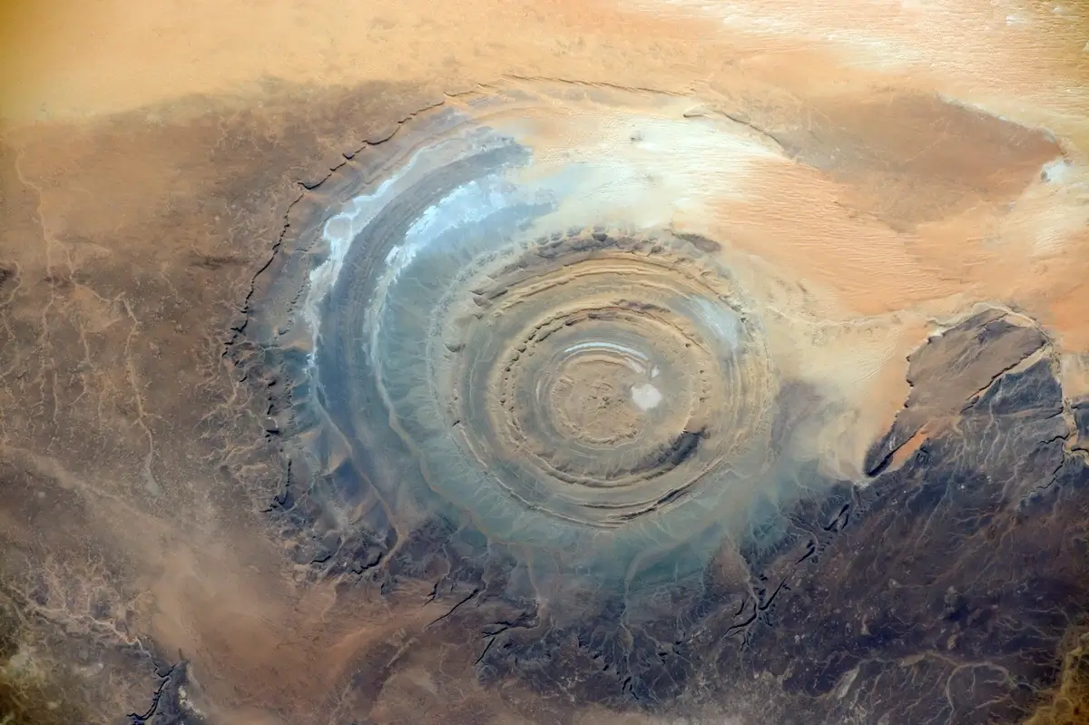 Aerial view of the Eye of the Sahara