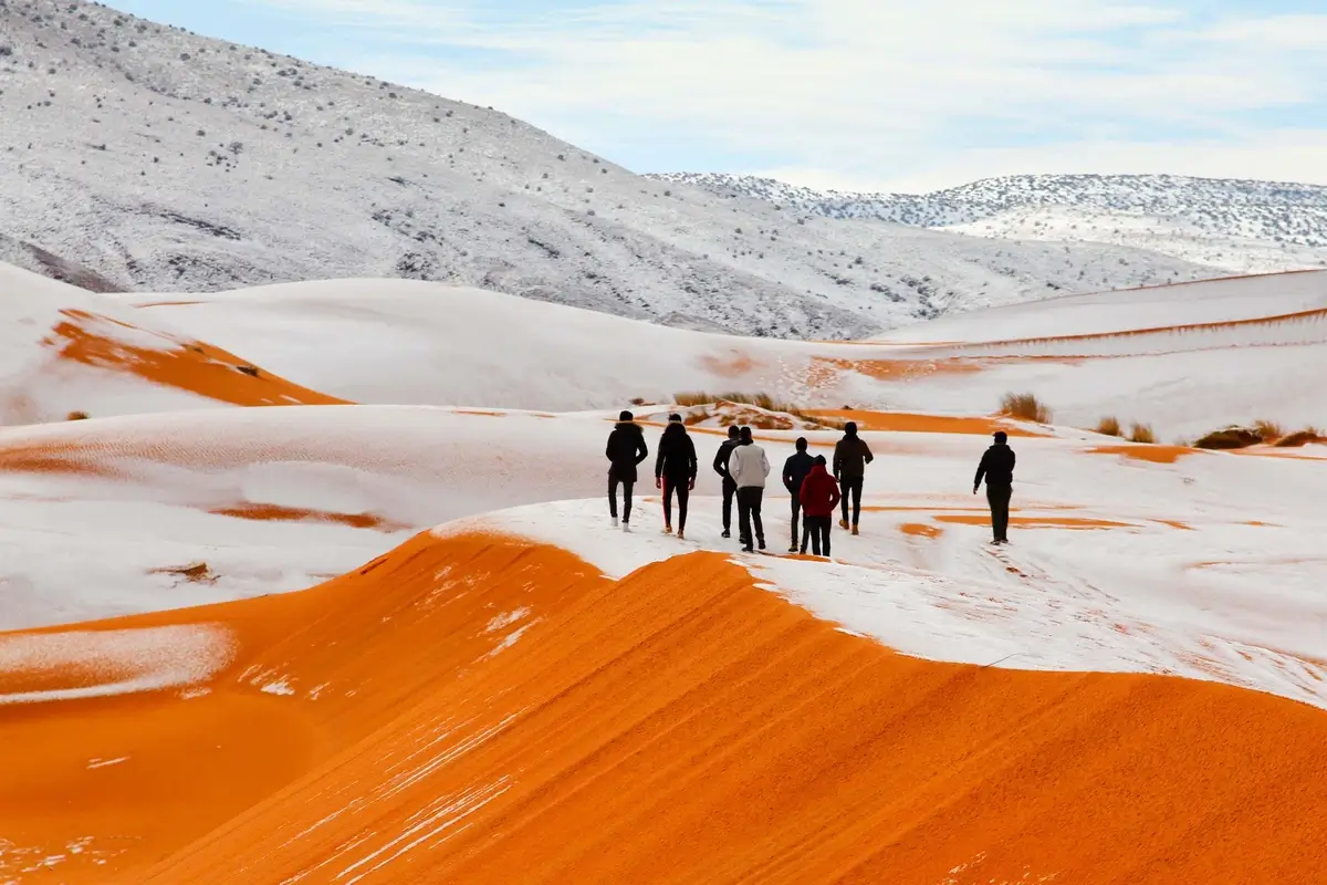 Snow in the Sahara Desert