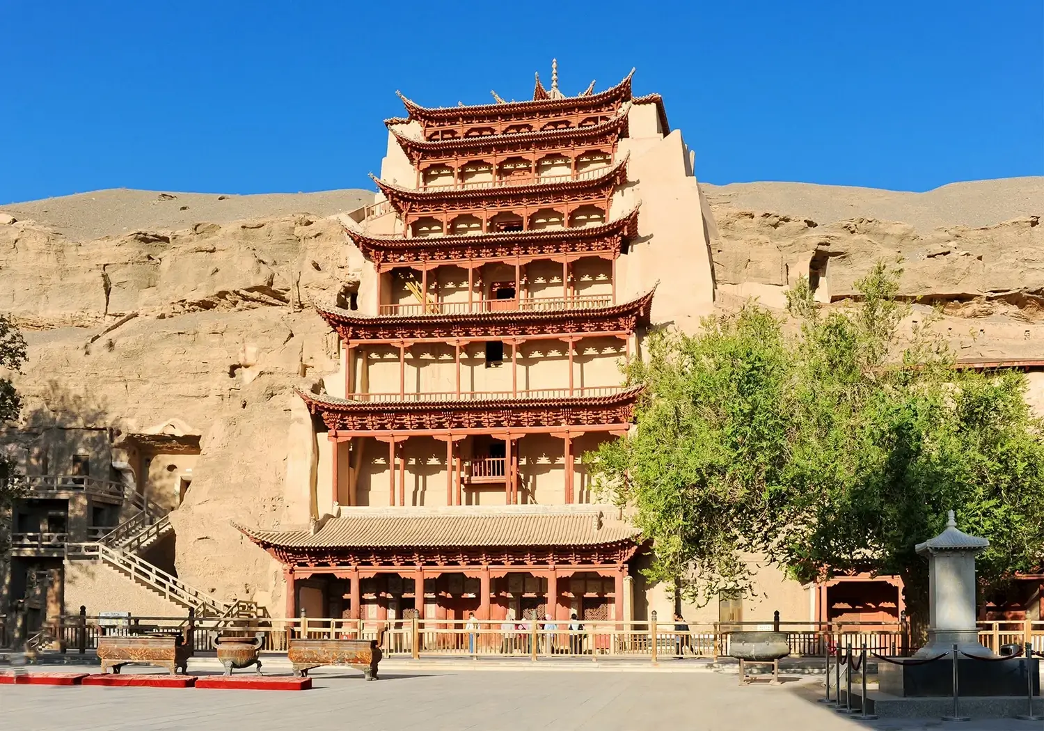 Entrance to the Mogao Caves, Dunhuang, Gansu province, China